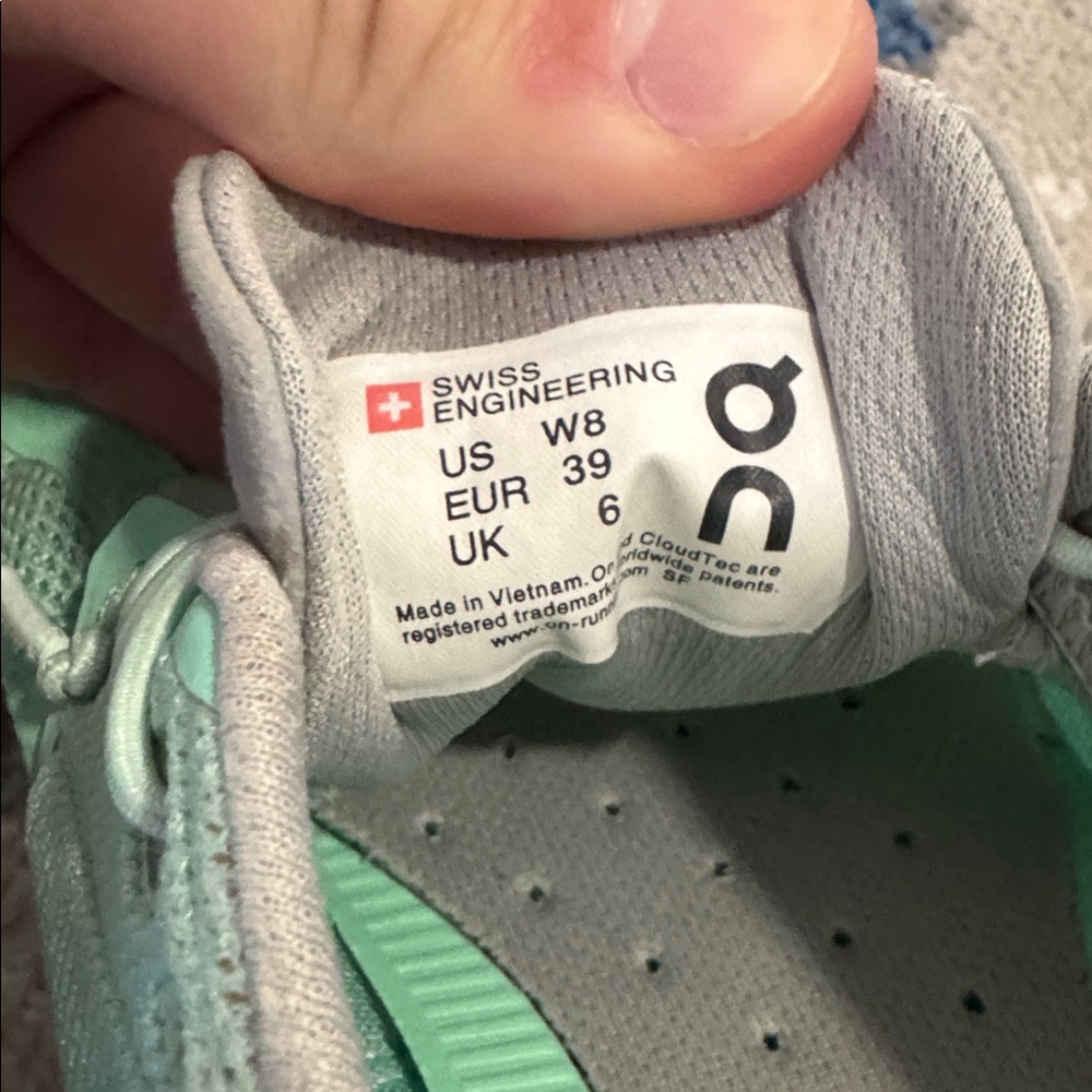 On Running Women's Athletic Shoes in Mint and Gray - Picture 9 of 9